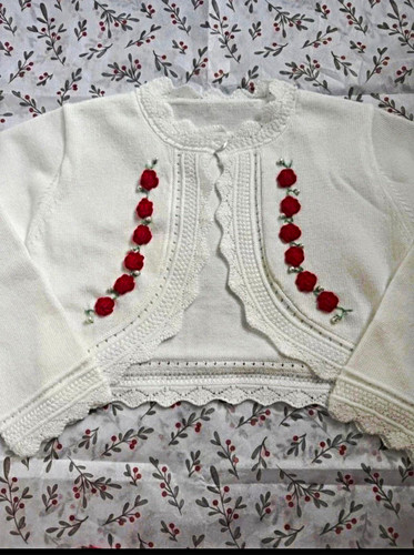 Cardigan red floral hand - cardigan,