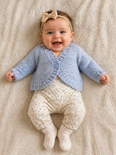 Girls handknitted blue - girls,