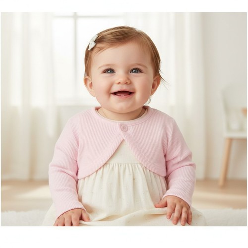 Baby girl ribbed bolero with - ribbed,