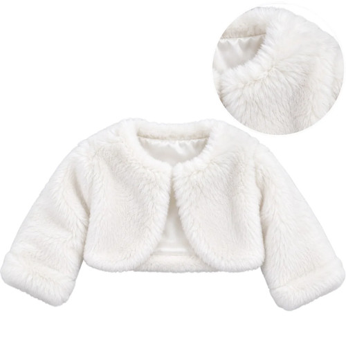 White fleece baby bolero - white,