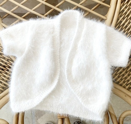 Handknitted baby white bolero - baby,